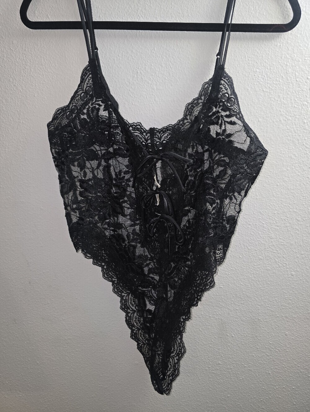 Vintage Victoria’s Secret Gold Label Lace Teddy Bodysuit Black Sheer Size Medium